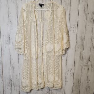 Miss Chievous Cream Floral Lace Kimono L/XL
